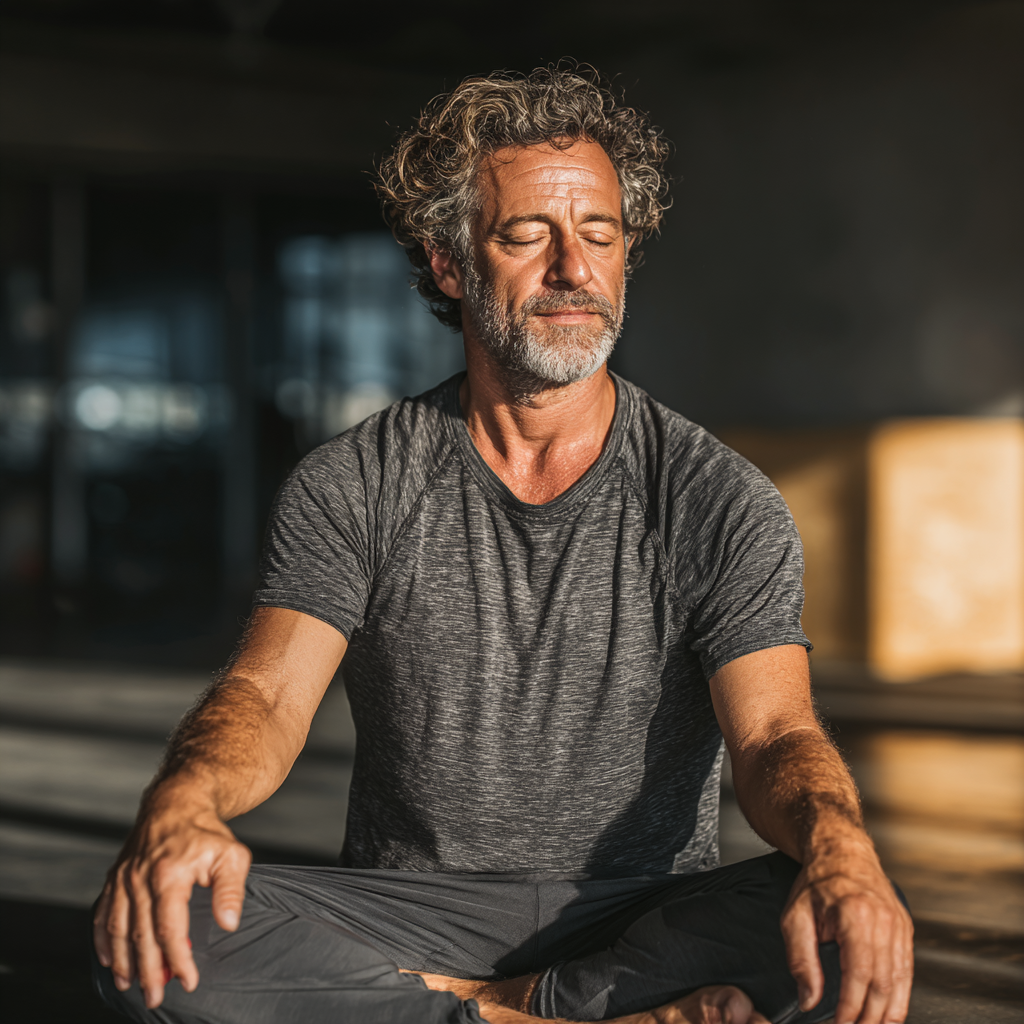 Жінка практикує йогу на світанку